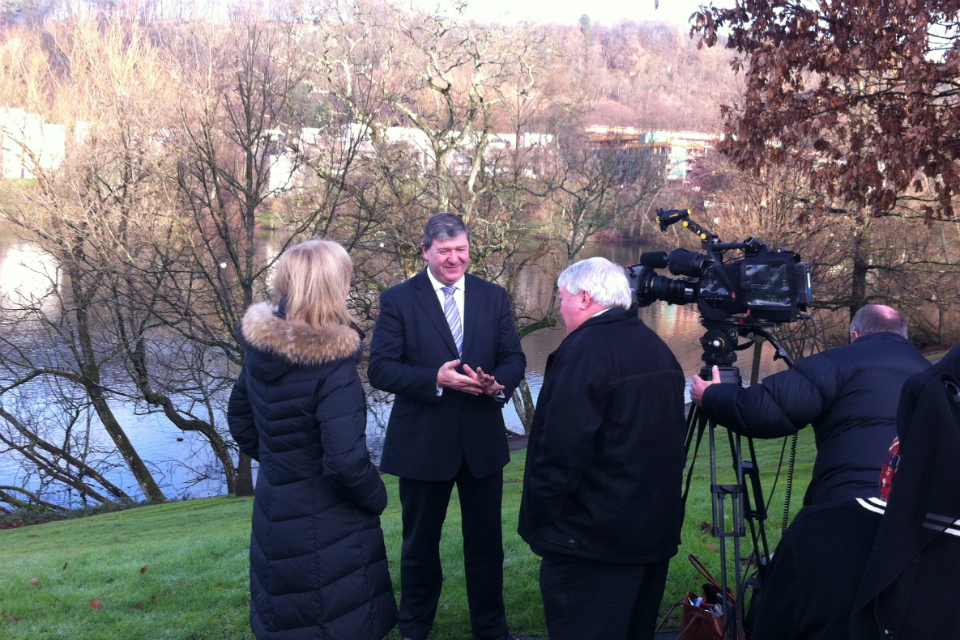 Alistair Carmichael with media