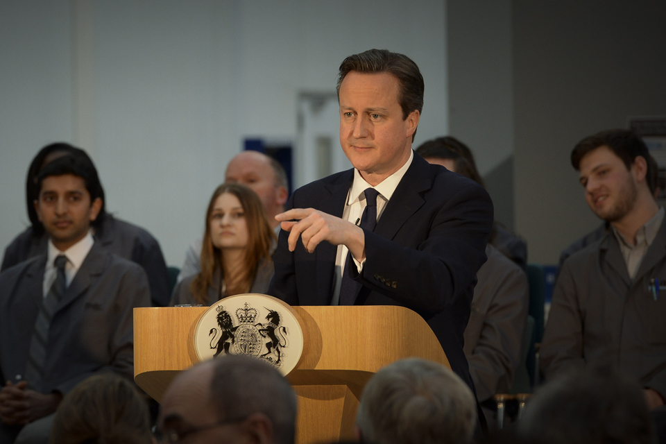 David Cameron delivers a speech