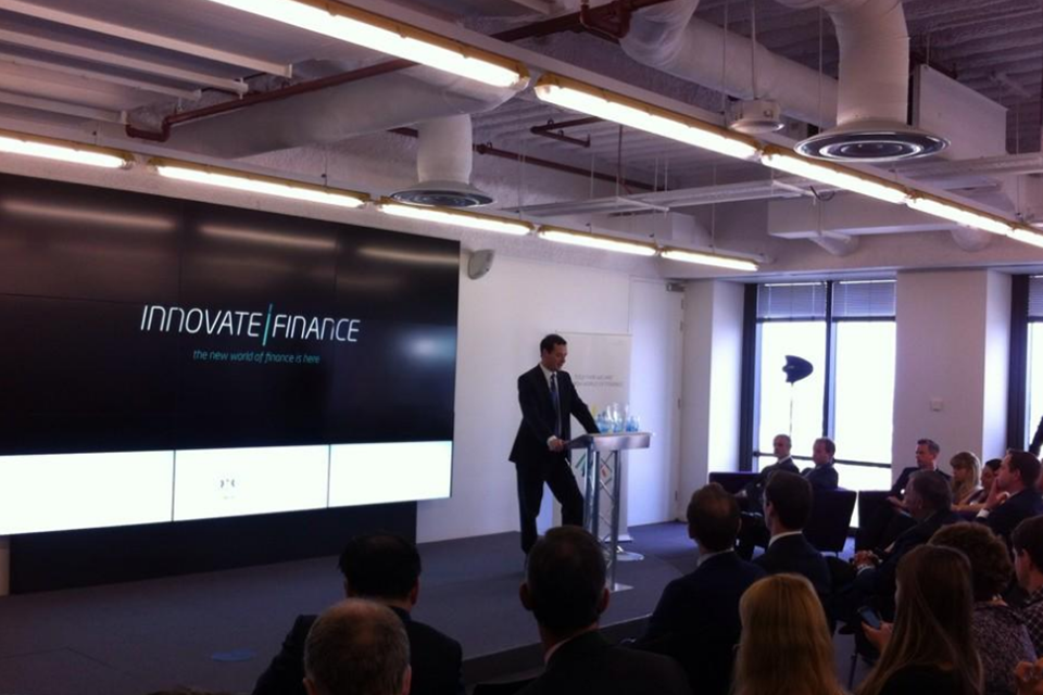 Chancellor giving a speech at the launch of Innovate Finance