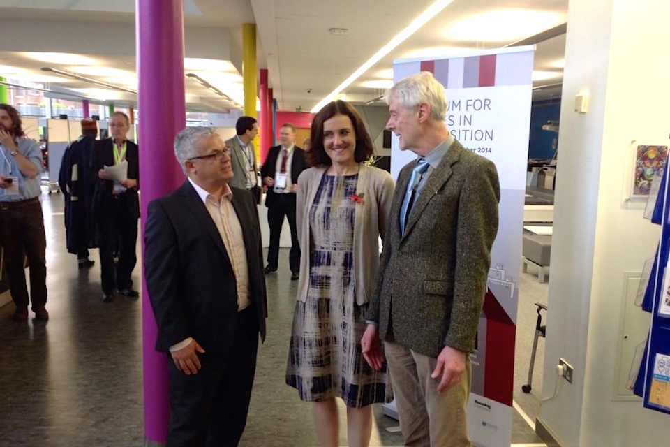 Theresa Villiers with Tim Attwood and Padraig O'Mally