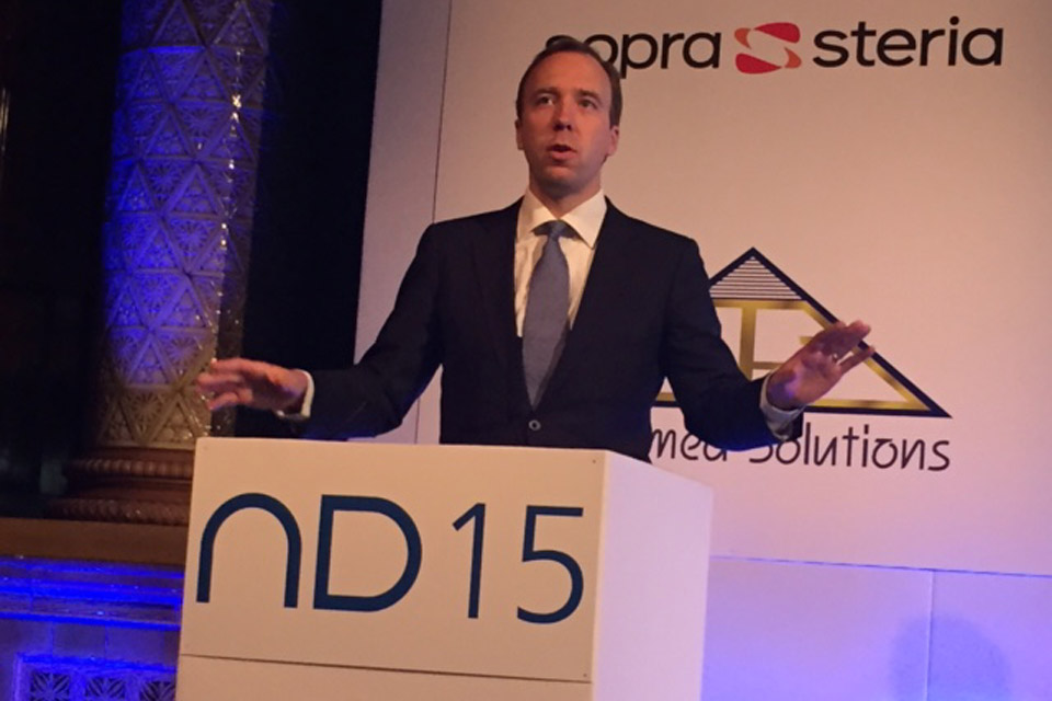 Matthew Hancock speaking at the National Digital Conference.