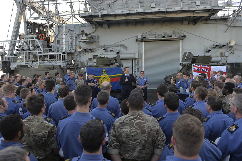 PM David Cameron on board HMS Bulwark