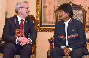 British Ambassador James Thornton with President Evo Morales