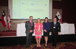 HMA Dr. Ian Collard, Vivianne Blanlot, President of Chilean Transparency Council, Angelica I. Maytin Justiniani, General Director ANTAI, Francisco Cruz, Chilean Ambassador to Panama.