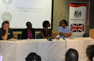 Panelists at the launch of the "Access to Information for Development" film