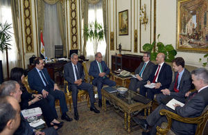 UK Trade Envoy and CEO of of UK Export Finance Louis Taylor meet Egypt Prime Minister
