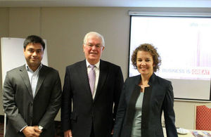 Opening the PPP workshop: Saurabh Suneja (Director of PPP Unit, Namibian Ministry of Finance); John Davie (chairman of Altra Capital Limited); and Jo Lomas (UK High Commissioner).