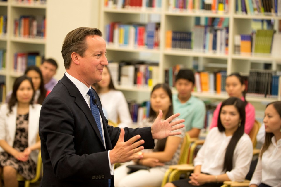 Prime Minister answering students' questions at the Nazarbayev University