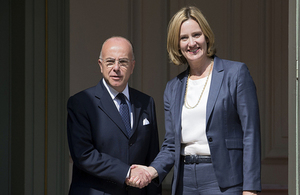 Home Secretary Amber Rudd with French Interior Minister Bernard Cazeneuve