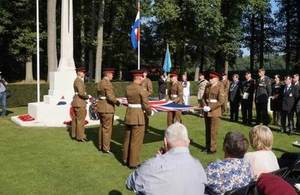 Soldiers from the Duke of Lancaster’s Regiment folding the Union flag, Crown Copyright, All rights reserved