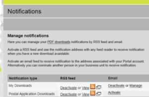 Screenshot of portal