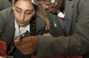 Two girls chemistry class
