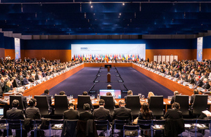 The Plenary session at the 23rd OSCE Ministerial Council, Hamburg, Germany
