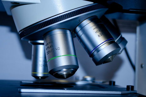Close up of a microscope.