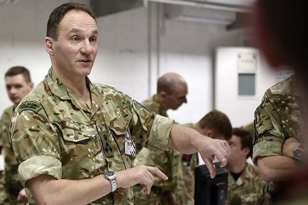 Brigadier Stickland briefing personnel during the exercise. Crown Copyright. Photo: Lee Goddard. All rights reserved
