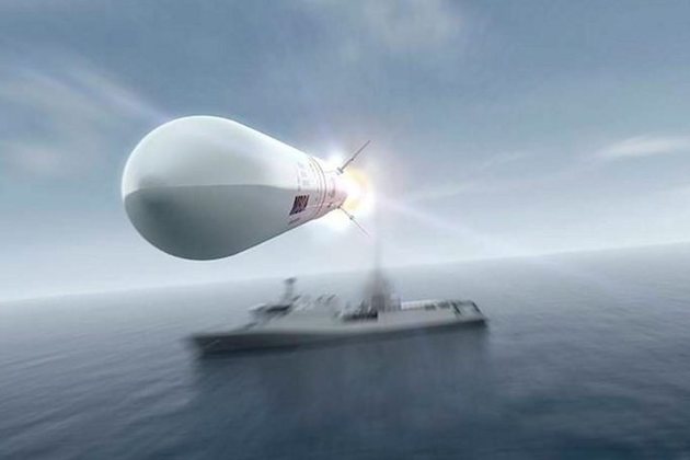 CAMM in flight away from a Sea Ceptor armed ship. Image courtesy of MBDA Systems.