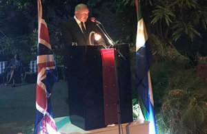 British High Commissioner, Mr Guy Warrington making a statement during the Queen's Birhtday Party (on Thursday 20 April)