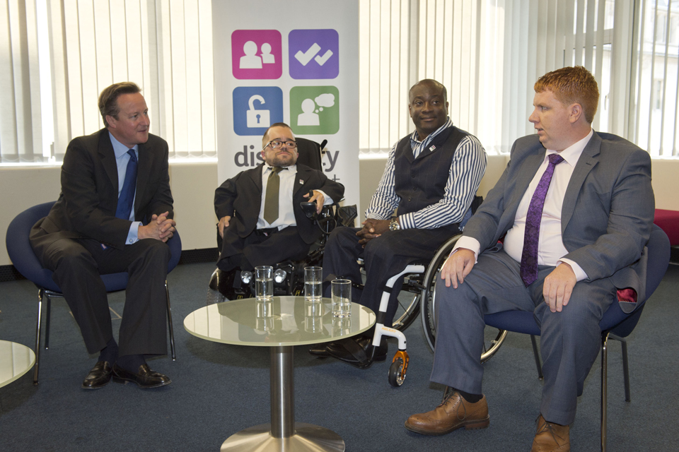 David Cameron meets fellow attendees of the Disability Employment Conference. Crown copyright.