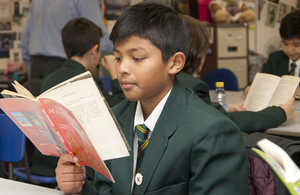 Boy pupil reading