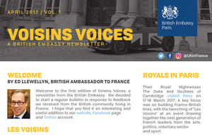 Voisins Voices, the British Embassy's first newsletter for British expats in France