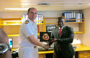 Minister of Defence with Captain of HM Protector