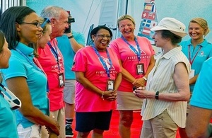 HRH The Princess Royal meets with local volunteers at the Americas Cup Village