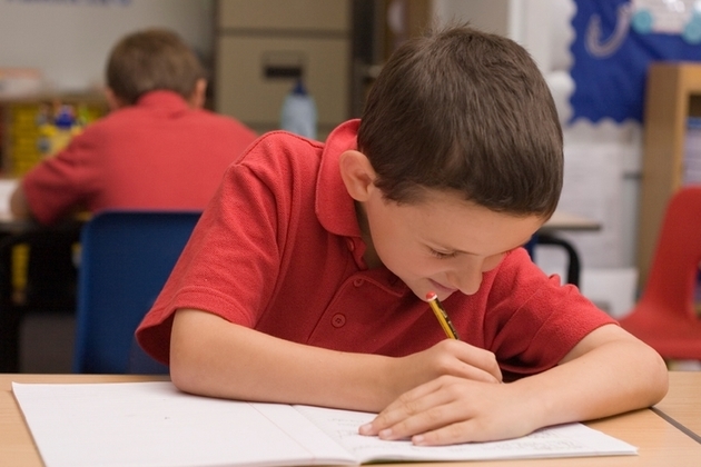 11 year old boy taking test
