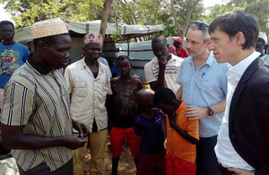 UK Minister for Africa with refugees at Imvepi in Uganda