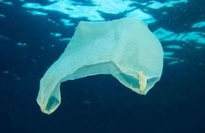 Plastic bag in ocean