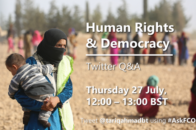 Human rights and democracy Twitter Q&A with Lord Ahmad