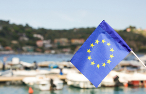 EU flag in harbour