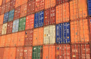 Containers on a ship