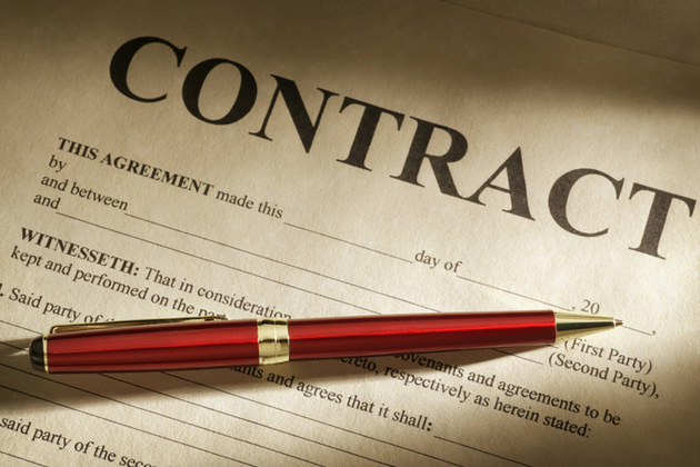 Contract and red pen
