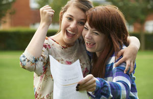two girls celebrating their exam results
