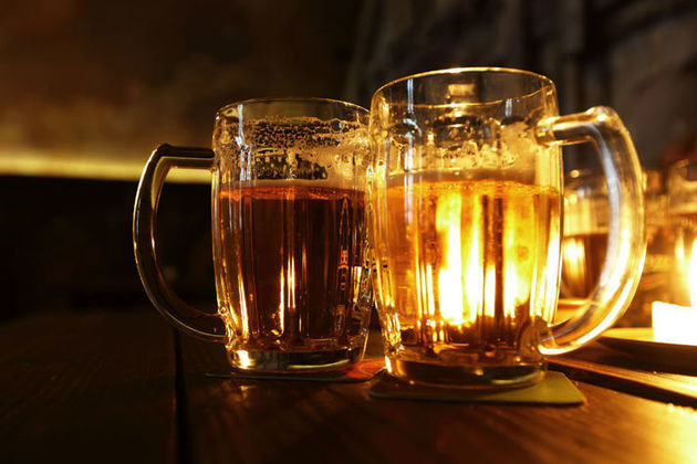 half glasses of beer