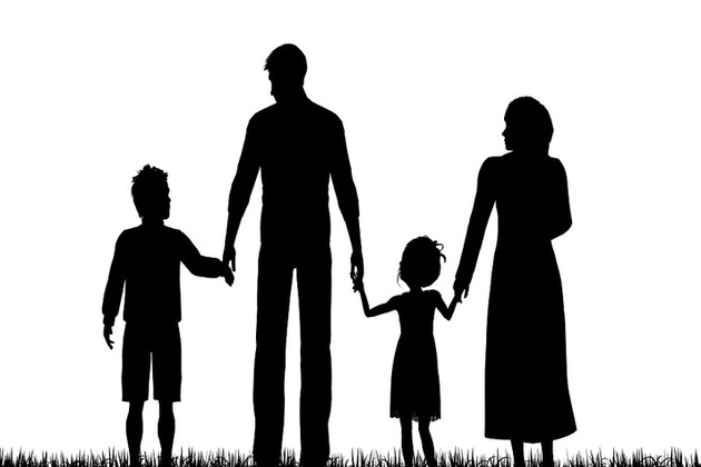 Refugee family silhouette