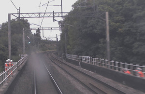 Image shows the three line-side workers involved in the left-hand refuge on the viaduct (courtesy of Virgin Trains)