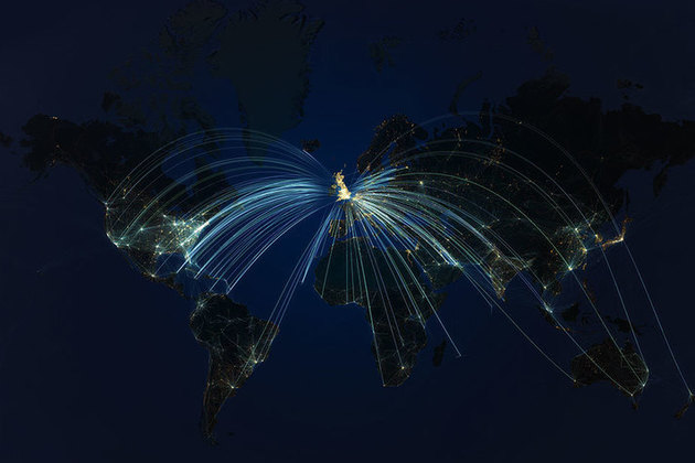 Flight paths from the UK
