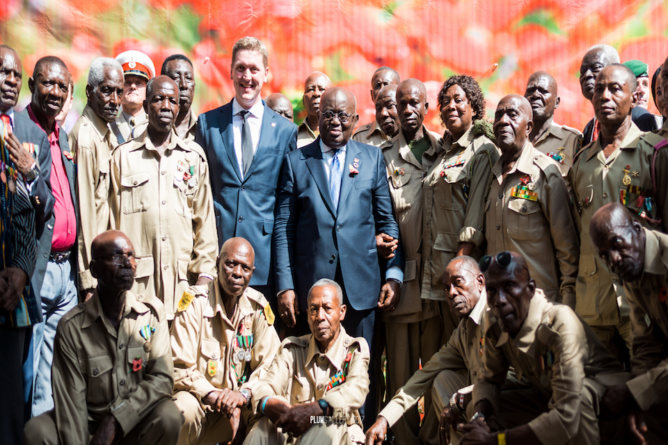 HE President NAA, HE Iain Walker, and veterans