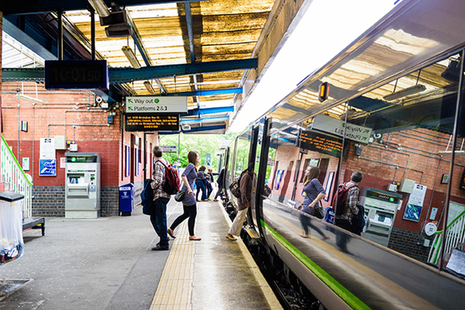 Passengers at a railway station.