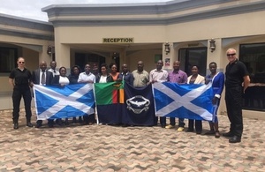 Photo of Zambia Police and Police Scotland training course participants in Lusaka