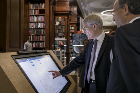 Exchequer Secretary Andrew Jones MP viewing an interactive map of the 2017 Pipeline