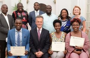 HMA John Dennis, HM Consul Primrose Lovett and Angolan Chevening Alumni from 2015/2016 and 2016/2017