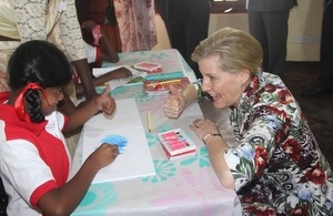 Her Royal Highness The Countess of Wessex with a student from the Mentally Handicapped Children and Families Project