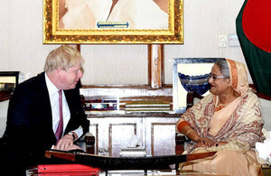 Foreign Secretary meets Bangladesh Prime Minister and Foreign Minister to discuss the Rohingya, the Commonwealth and trade. Photo credit: Subrata Gosh