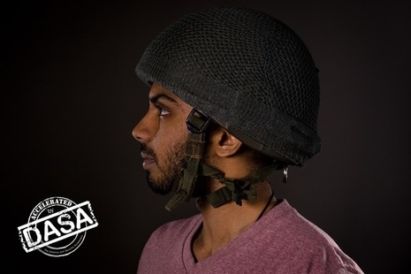 Acoustic yarn woven over soldiers helmet funded by DASA