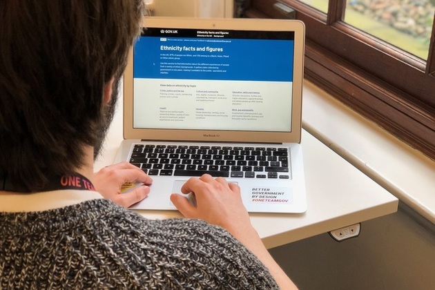 a person browsing the Ethnicity facts and figures website on a laptop