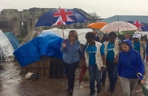 Harriett Baldwin visits a camp for displaced people in the DRC. Photo: Connie Fisher