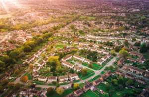 Aerial view of UK in the Spring