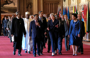 Commonwealth Heads of Government walking in Windsor Castle